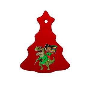 Juneteenth Black King Riding T Rex Dino Funny Ceramic Tree Ornament