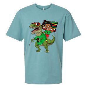 Juneteenth Black King Riding T Rex Dino Funny Sueded Cloud Jersey T-Shirt