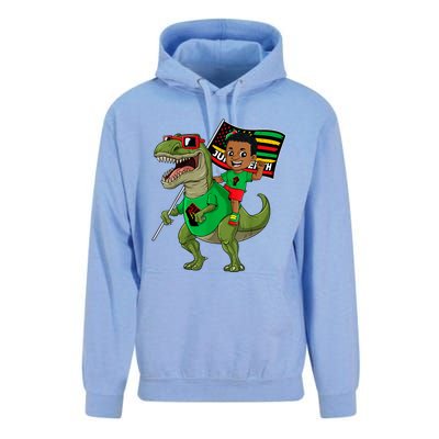 Juneteenth Black King Riding T Rex Dino Funny Unisex Surf Hoodie