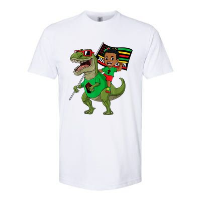 Juneteenth Black King Riding T Rex Dino Funny Softstyle CVC T-Shirt