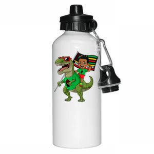 Juneteenth Black King Riding T Rex Dino Funny Aluminum Water Bottle