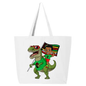 Juneteenth Black King Riding T Rex Dino Funny 25L Jumbo Tote