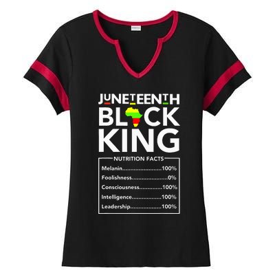 Juneteenth Black King Nutritional Facts Melanin Father Ladies Halftime Notch Neck Tee