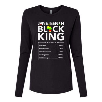 Juneteenth Black King Nutritional Facts Melanin Father Womens Cotton Relaxed Long Sleeve T-Shirt