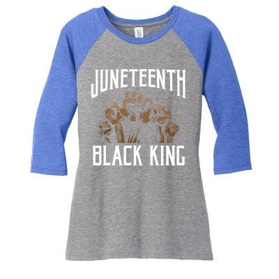 Juneteenth Black King African American Father Black Dad Gift Women's Tri-Blend 3/4-Sleeve Raglan Shirt