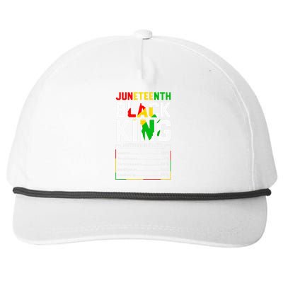 Juneteenth Black King Nutritional Facts Melanin Father Snapback Five-Panel Rope Hat