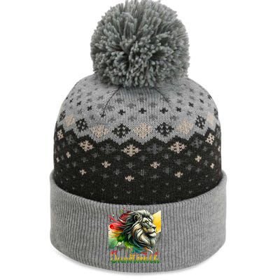 Junenth Black King Black Freedom Lion Face Gift The Baniff Cuffed Pom Beanie