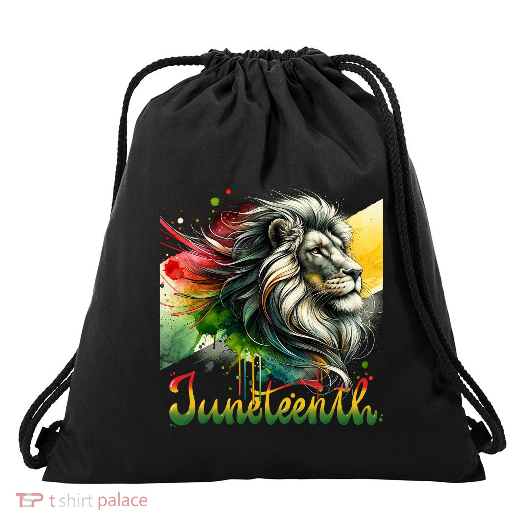 Junenth Black King Black Freedom Lion Face Gift Drawstring Bag