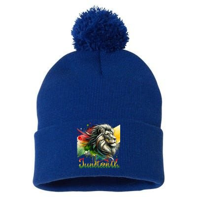 Junenth Black King Black Freedom Lion Face Gift Pom Pom 12in Knit Beanie