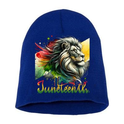 Junenth Black King Black Freedom Lion Face Gift Short Acrylic Beanie