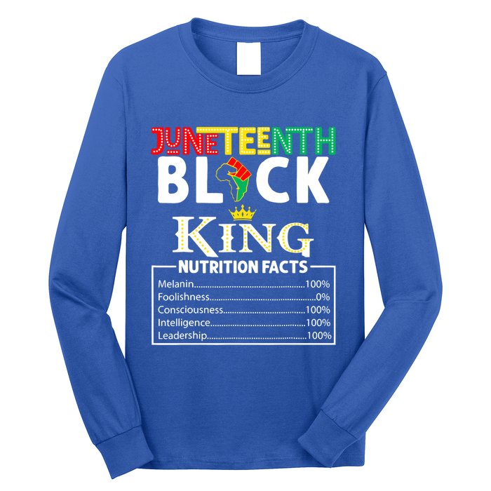 Junenth Black King Nutrition Facts Melanin African Cool Gift Long Sleeve Shirt