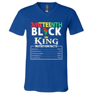 Junenth Black King Nutrition Facts Melanin African Cool Gift V-Neck T-Shirt