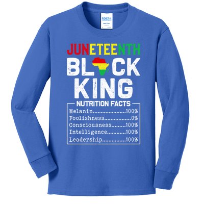 Junenth Black King Nutrition Fact 1865 African American Cute Gift Kids Long Sleeve Shirt