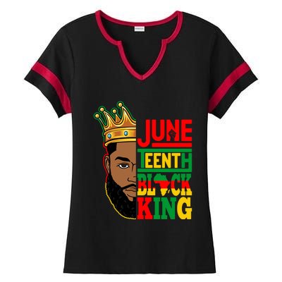 Juneteenth Black King Freedom Fist Celebrating 1865 Cool Gift Ladies Halftime Notch Neck Tee