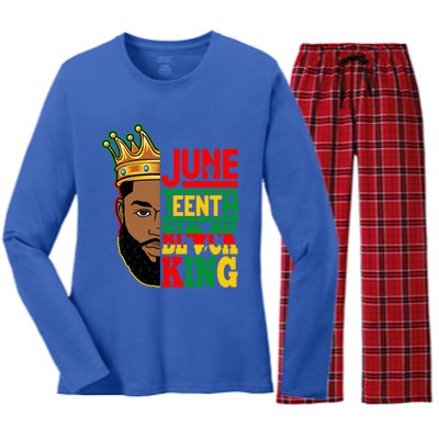 Juneteenth Black King Freedom Fist Celebrating 1865 Cool Gift Women's Long Sleeve Flannel Pajama Set 