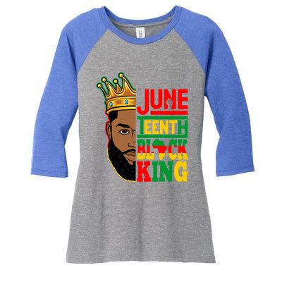 Juneteenth Black King Freedom Fist Celebrating 1865 Cool Gift Women's Tri-Blend 3/4-Sleeve Raglan Shirt