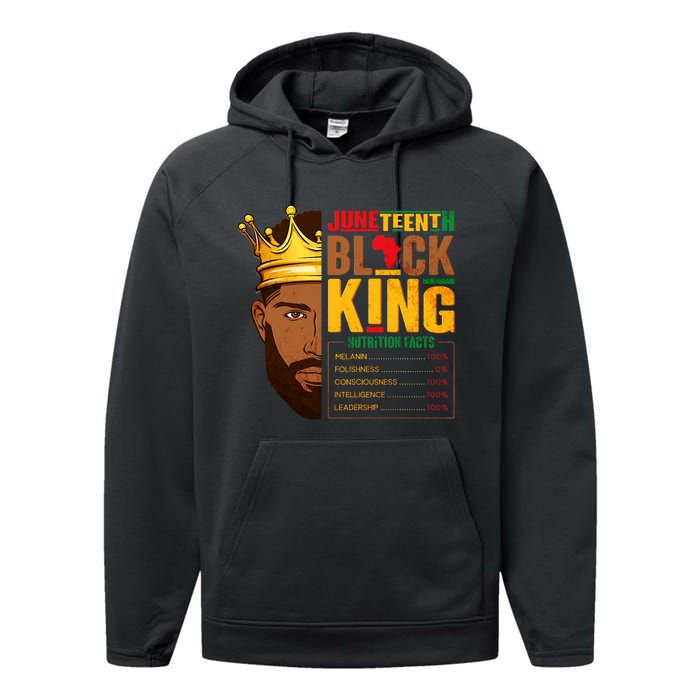 Juneteenth Black King Nutritional Facts Pride African Performance Fleece Hoodie