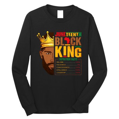 Juneteenth Black King Nutritional Facts Pride African Long Sleeve Shirt