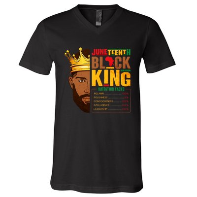 Juneteenth Black King Nutritional Facts Pride African V-Neck T-Shirt