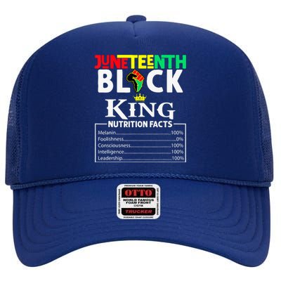 Juneteenth Black King Nutritional Facts Freedom Day High Crown Mesh Back Trucker Hat