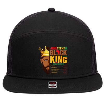 Juneteenth Black King Nutritional Facts Pride African 7 Panel Mesh Trucker Snapback Hat