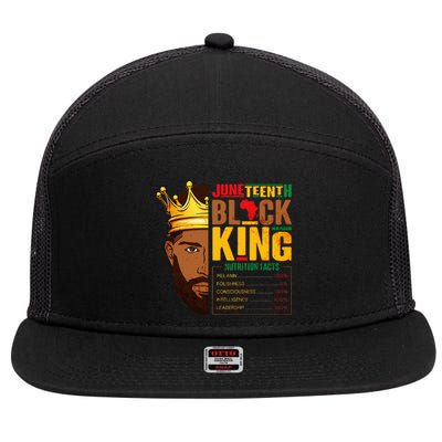 Juneteenth Black King Nutritional Facts Pride African 7 Panel Mesh Trucker Snapback Hat