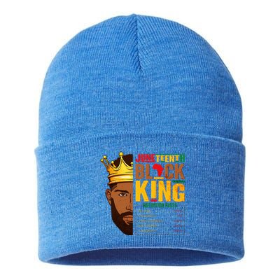 Juneteenth Black King Nutritional Facts Pride African Sustainable Knit Beanie