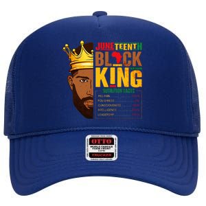 Juneteenth Black King Nutritional Facts Pride African High Crown Mesh Back Trucker Hat