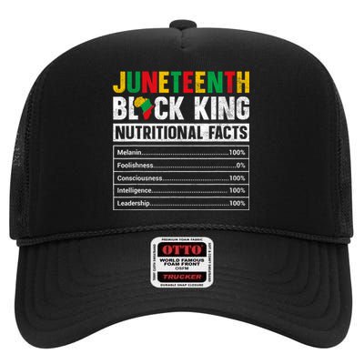 Juneteenth Black King Nutritional Facts Melanin Father High Crown Mesh Back Trucker Hat