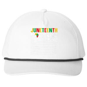 Juneteenth Black King Nutritional Facts Melanin Father Snapback Five-Panel Rope Hat