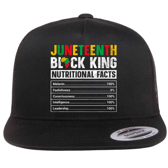 Juneteenth Black King Nutritional Facts Melanin Father Flat Bill Trucker Hat