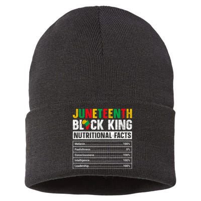 Juneteenth Black King Nutritional Facts Melanin Father Sustainable Knit Beanie