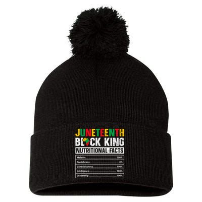 Juneteenth Black King Nutritional Facts Melanin Father Pom Pom 12in Knit Beanie