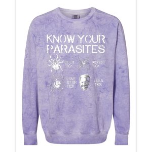 Joe Biden Know Your Parasites Deer Tick Wood Tick Lone Star Tick Luna Tick Colorblast Crewneck Sweatshirt