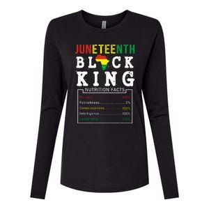 Juneteenth Black King Nutrition Facts Fathers Day Melanin Womens Cotton Relaxed Long Sleeve T-Shirt