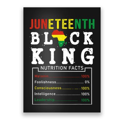 Juneteenth Black King Nutrition Facts Fathers Day Melanin Poster