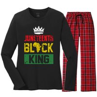 Juneteenth Black King Nutritional Facts Boy Juneteenth Women's Long Sleeve Flannel Pajama Set 