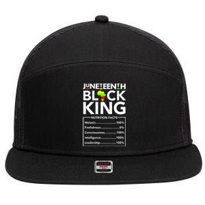 Juneteenth Black King Nutritional Facts Melanin Father 7 Panel Mesh Trucker Snapback Hat