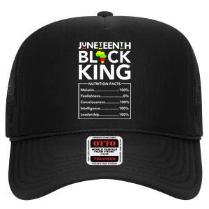 Juneteenth Black King Nutritional Facts Melanin Father High Crown Mesh Back Trucker Hat