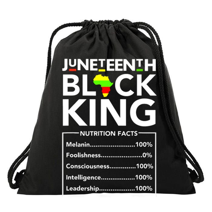 Juneteenth Black King Nutritional Facts Melanin Father Drawstring Bag