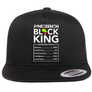 Juneteenth Black King Nutritional Facts Melanin Father Flat Bill Trucker Hat