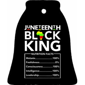 Juneteenth Black King Nutritional Facts Melanin Father Ceramic Bell Ornament