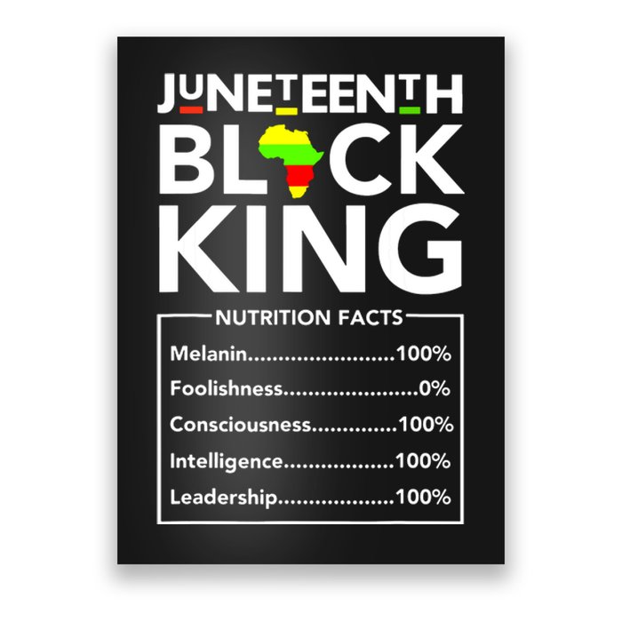 Juneteenth Black King Nutritional Facts Melanin Father Poster