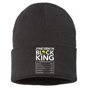 Juneteenth Black King Nutritional Facts Melanin Father Sustainable Knit Beanie