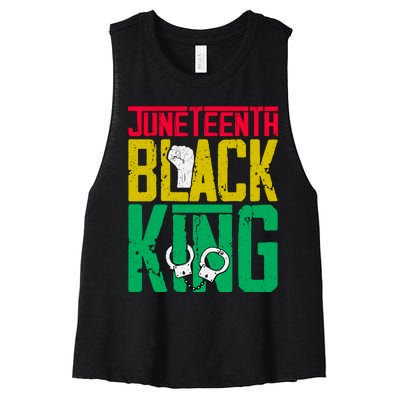 Juneteenth Black King Celebration Graphic Women's Racerback Cropped Tank