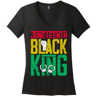 Juneteenth Black King Celebration Graphic Women's V-Neck T-Shirt