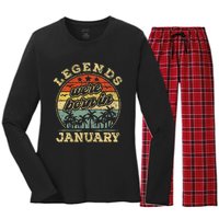 January Birthday Legends Were Born In January Women's Long Sleeve Flannel Pajama Set 