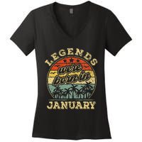 January Birthday Legends Were Born In January Women's V-Neck T-Shirt