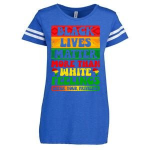 Juneteenth Black Lives Matter More Than White Feelings Gift Enza Ladies Jersey Football T-Shirt