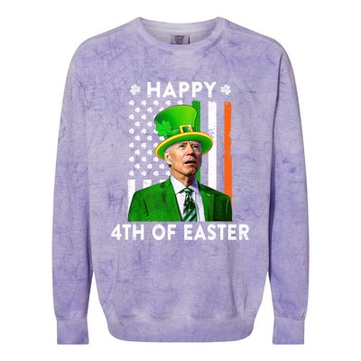 Joe Biden Leprechaun Happy 4th Of Easter Funny Patricks Day Gift Colorblast Crewneck Sweatshirt